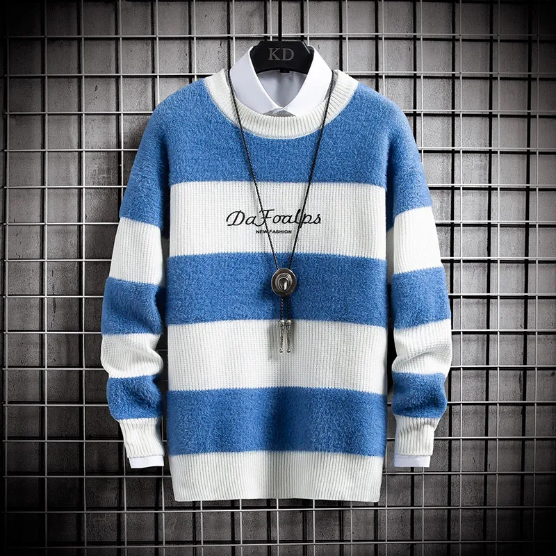 

Striped Knitted Sweater Men Sweaters and Mens Clothing New Knit Man Long Sleeve Top Winter Men's Cold Clothes 2023 Autumn New