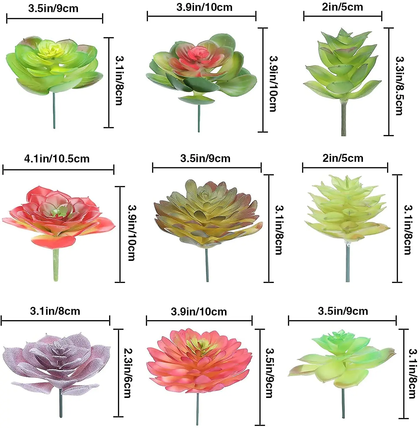 Anoak Plantas suculentas artificiales, juego de 16 piezas de suculentas  falsas sin maceta, decoración floral de alta calidad para decoración floral