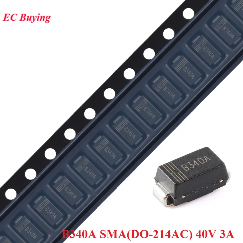 다이오드 장벽 정류기, DO-214AC 쇼트키 다이오드, B340A, 3.0A, B340, 40V, 3A, SMA, 50 개, 10 개