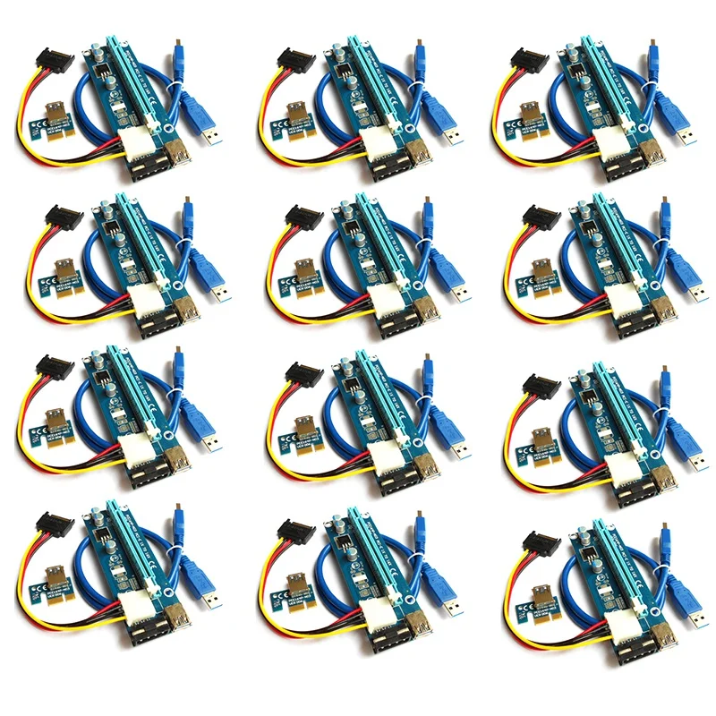

60CM 4 Pin USB3.0 Cable For Mining 12Pcs PCI-E Express Powered Riser Card 1X To 16X Extender Riser Card