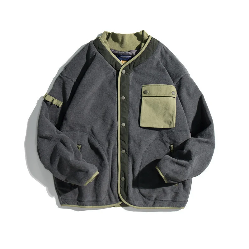 

Autumn New Coat Men's Outdoor Camping Cycling Trekking Travel American-style Amelkaka Loose Color Matching Lamb Wool Jacket