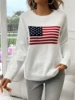 American Flag Crew Neck Long Sleeve Pullover Women's Sweater 6