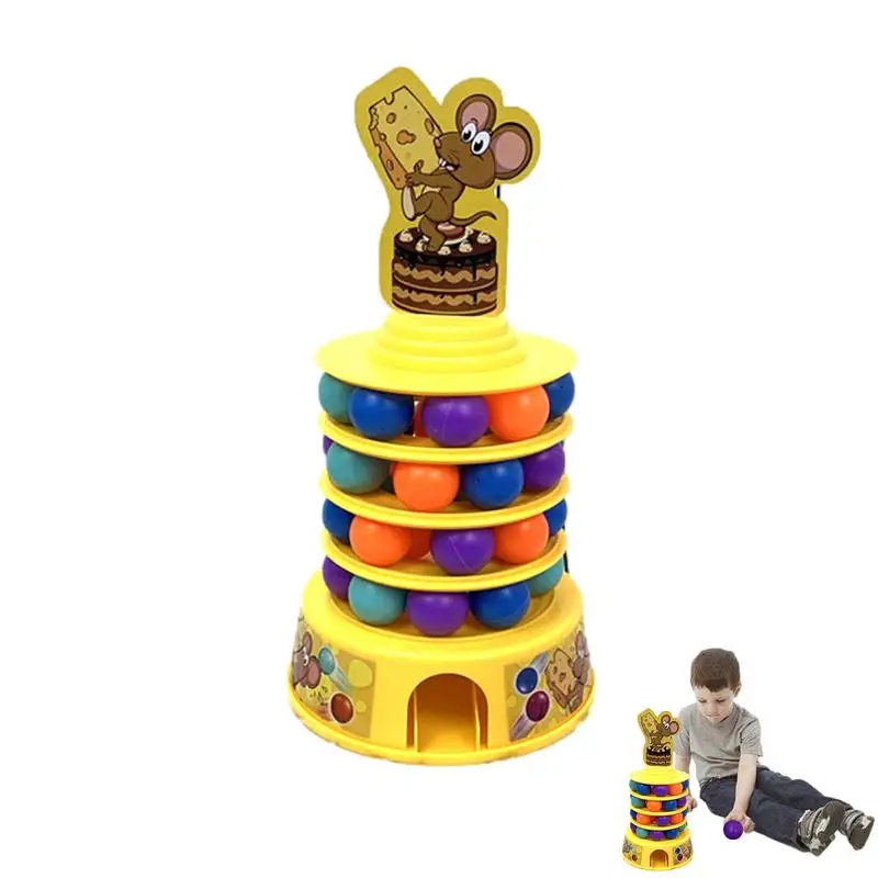 

Stacking Toys Montessori Mouse Playing Cheese Ball Drop Toy Educational Developmental Ball Tower Preschool Toys Activity Blocks