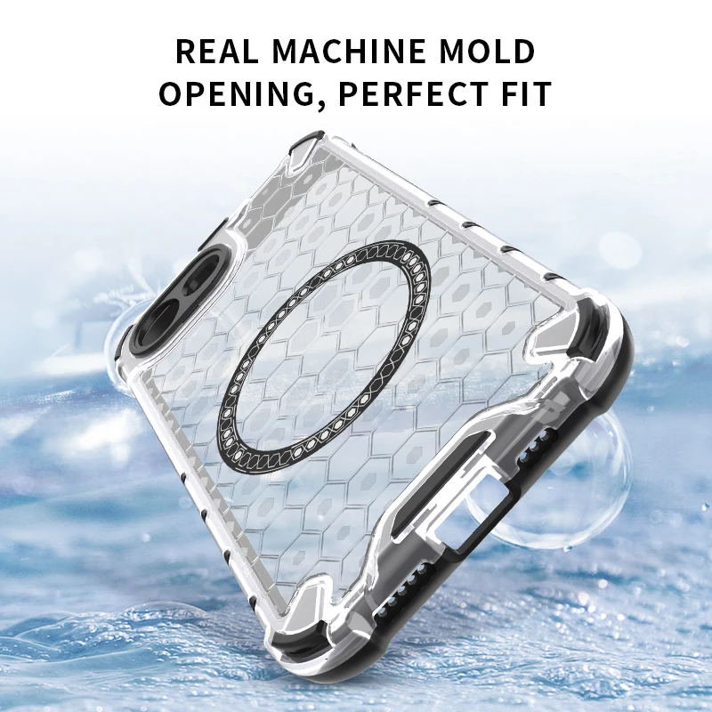 Honeycomb Texture MagSafe Compatible Protective Case with Magnetic Drop Protection