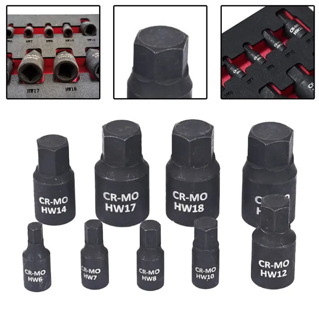 Impact Allen Hex Socket 1/2 Inch Drive H4 H5 H6 H7 H8 H9 H10