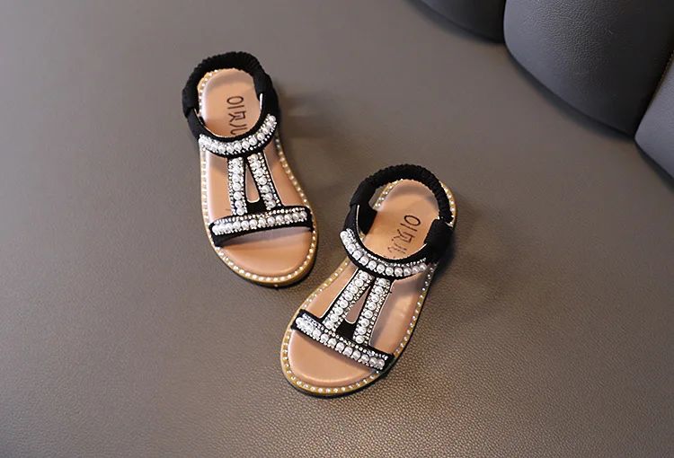 Fashion Girls Sandals Kids Summer Shoes 2022 Elegant Pearl Roman Party Princess Shoe Flats Non-slip Casual Baby Beach Sandals child shoes girl