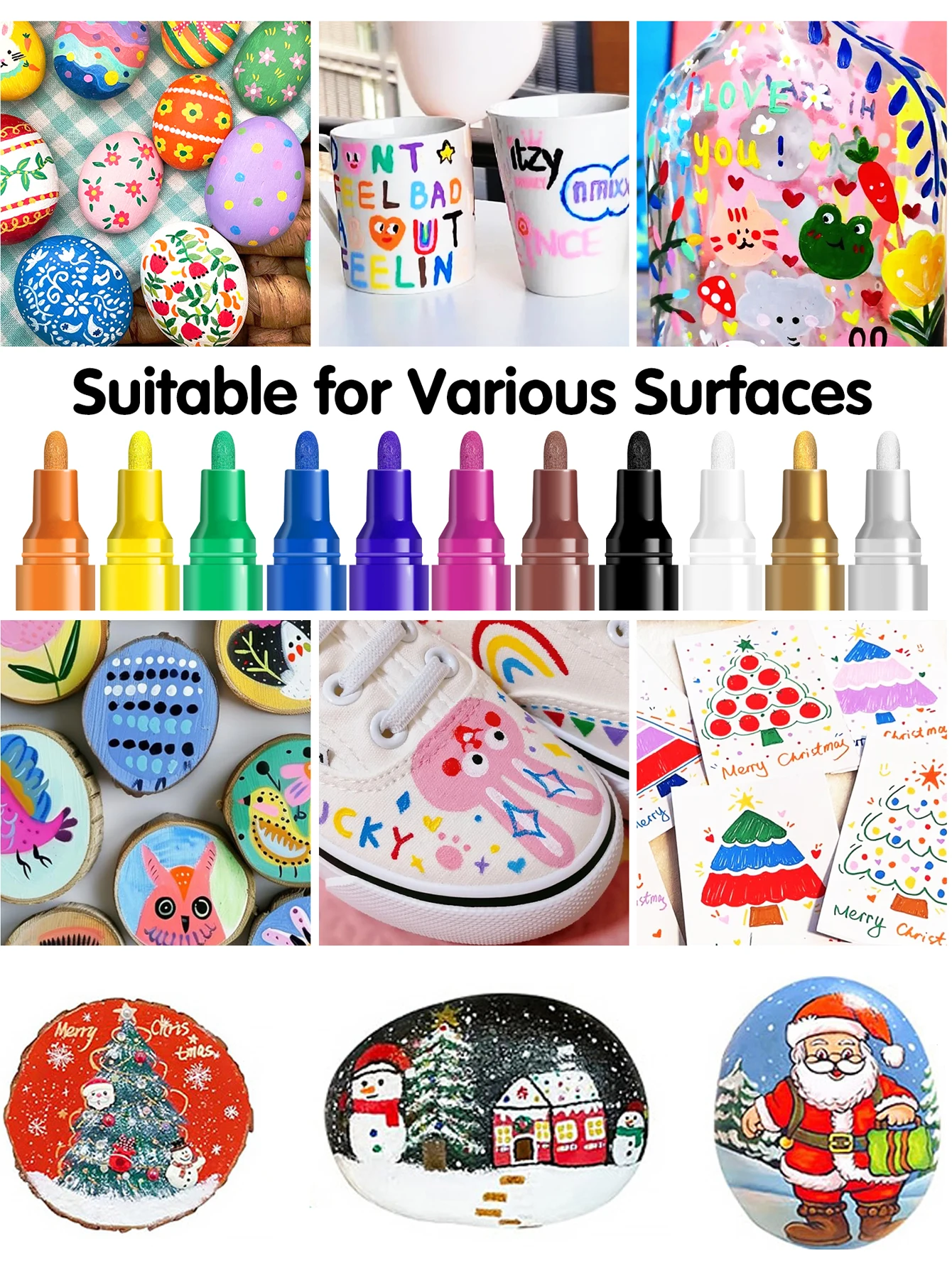 72가지 색상, 6가지 주요 색상 구성, 각 색상 12개, 수성 아크릴 마커, 얇은 스트로크와 넓은 스트로크 모두 사용 가능한 이중 팁, 다양한 재료에 적합, 아트 드로잉, DIY 공예 장식 펜, 방수 및 속