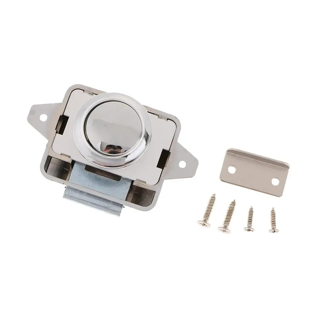 

Push Button Lock RV Boat Drawer Cupboard Home Cabinet Sliver Alloy Plated