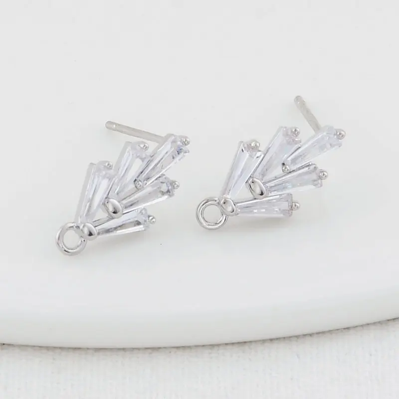 지르콘 스터드 귀걸이, 14K 골드 컬러 황동, 고품질 DIY 액세서리, 쥬얼리 인식