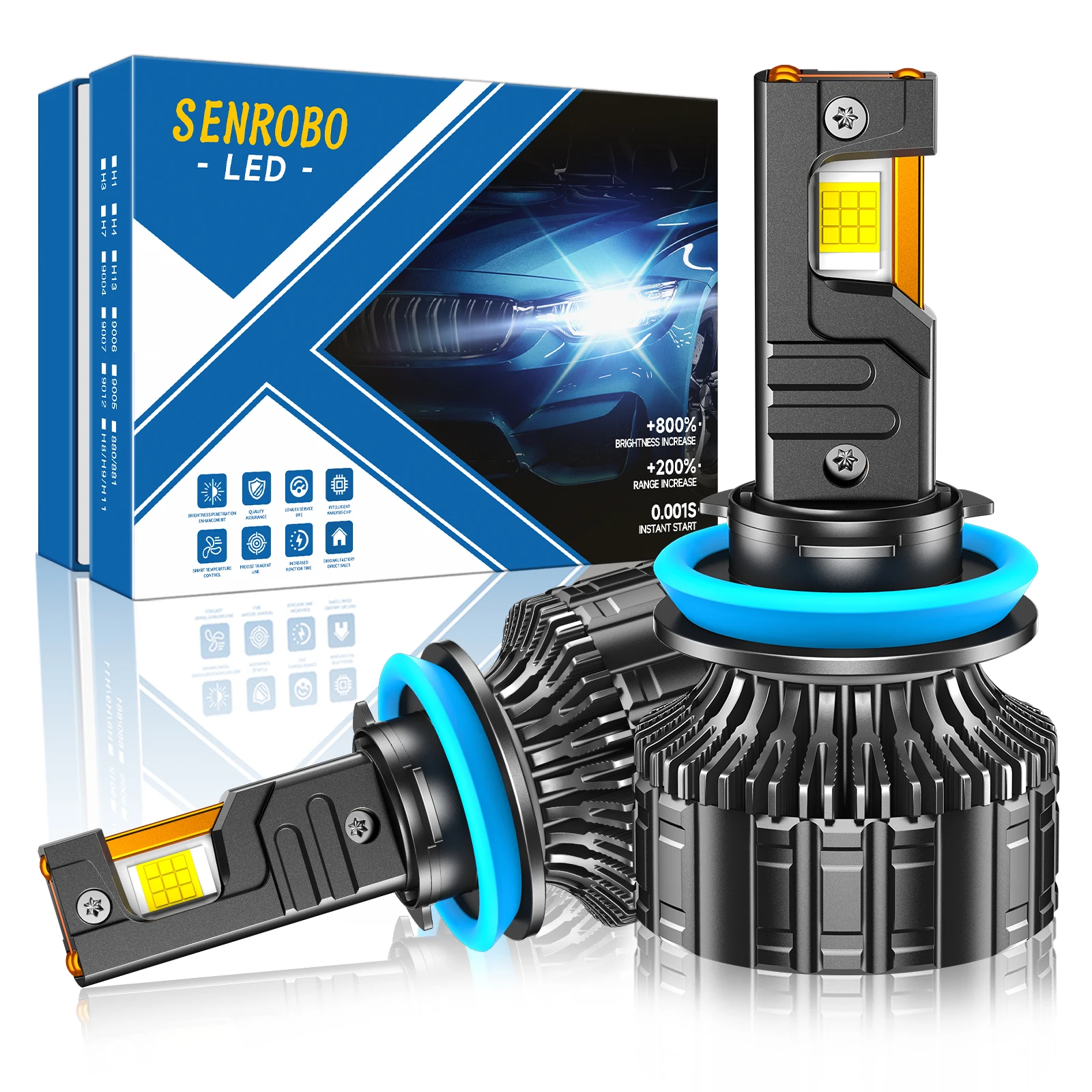 

Лампы для автомобильных фар SENROBO H4 H7, 220 Вт, 9005 лм, H11, H1, 9006, 9012, 6000