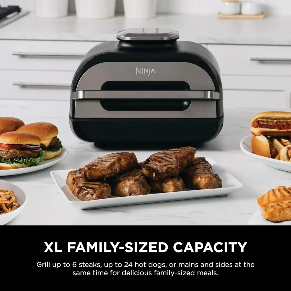 XL 6-in-1 Indoor Grill with Air Fry, Roast, Bake, Broil & Dehydrate, Smart Thermometer. 6