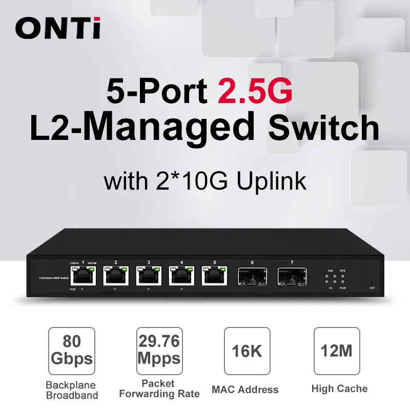 Interruptor Esperto da Web do Porto do Onti5 2.5gps 2x10g Sfp Mais l2 ou Portos