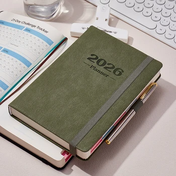 Agenda giornaliera 2026 - Agenda per l'intero anno di 365 giorni con pagine in inglese, taccuino organizer per pianificazione A5 per lavoro e uso personale