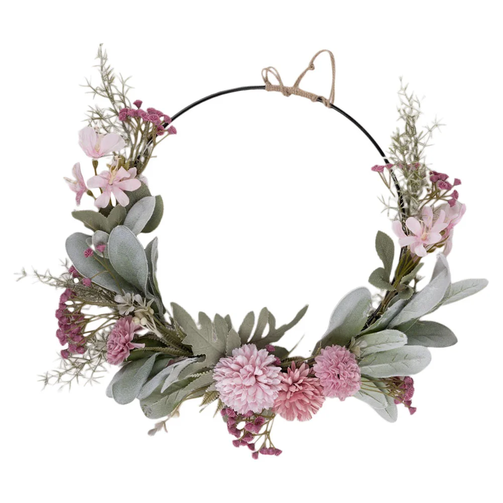 

Artificial Flower Realistic Wreath Green Plants Door Hanging Scene Iron Wreath Pendant Wedding Valentine'S Day Decorations