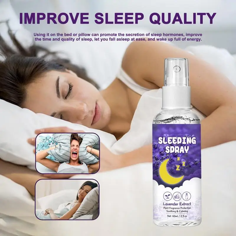 60ml Lavender Sleep Spray Lavender Vanilla Pillow Mist Sleep Pillow Spray Linen Deep Sleep Spray late anxiety improve  insomnia