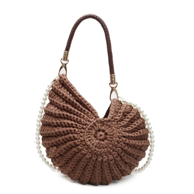 ตัวเลือกสินค้า Conch Shellถักโครเชต์Crossbodyไหล่กระเป๋า,Pearl Chain Handmadeทอกระเป๋าผู้หญิง,Elegantที่ละเอียดอ่อนน่ารักกระเป๋าขนาดกะทัดรัด
