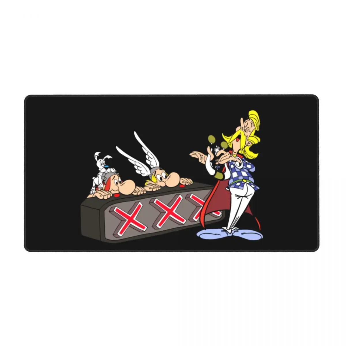 Игровой коврик для мыши Asterix и Obelix офисный Cacofonix Got Talent 80x30 тканевый компьютера |