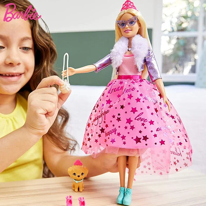 

Original Barbie Doll Princess Adventure 12-in Blonde Fashion Kids Doll Barbie Toys for Girls Pet Puppy Accessories Gift Juguetes