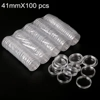 100pcs Transparent Round Boxes Coins Collection Large Capacity Plastic Capsules Cases 41mm*100 Capsules 1oz Coins Box Home 1