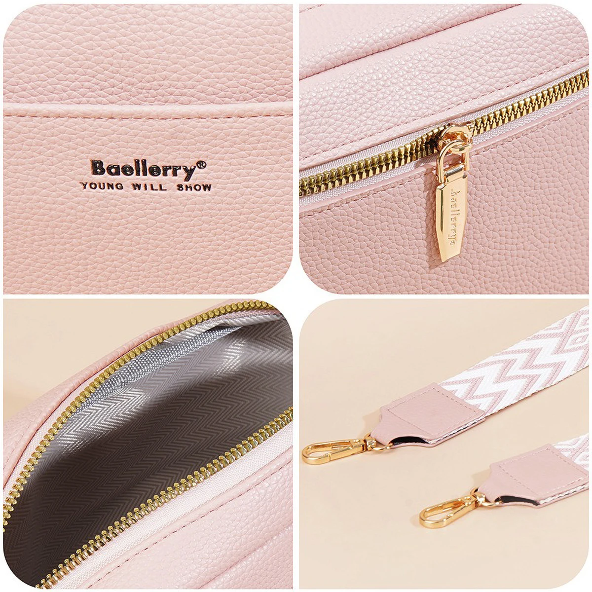 Baellerry Small Crossbody Shoulder Bag for Women, Zipper Closure Mobile Phone Purse, Fashion Casual PU Leather Hands-Free