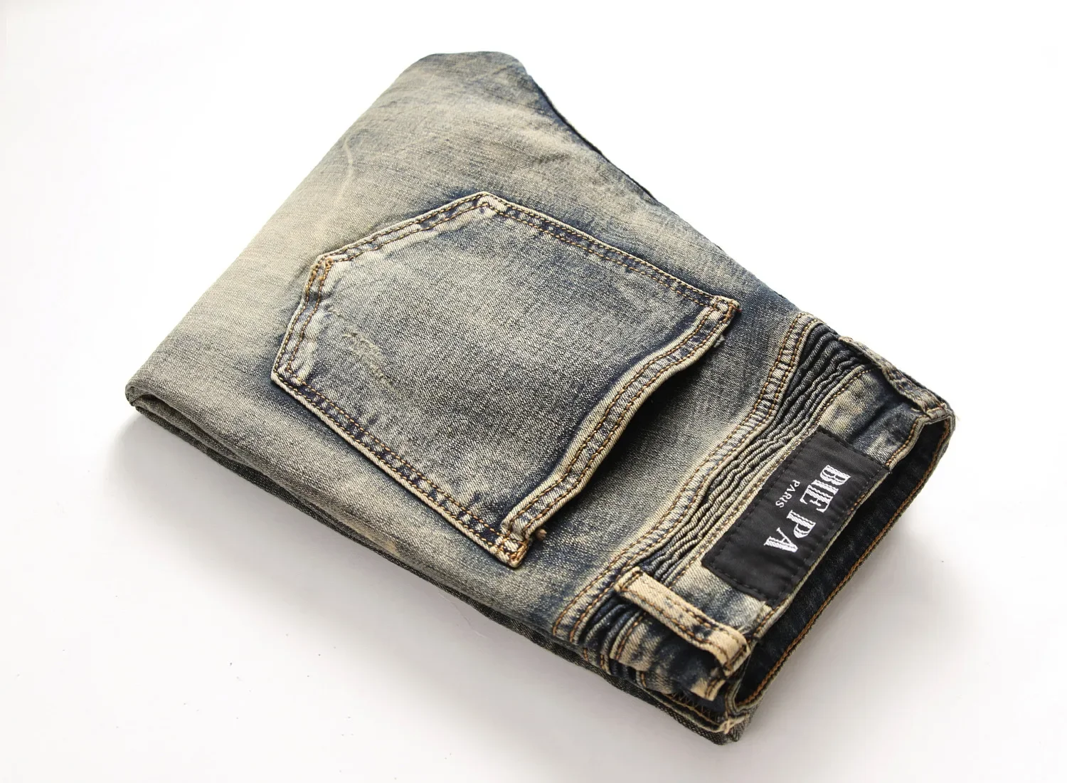 Four Seasons High Street Retro Distressed Tapered Jeans Men Patchwork Ripped Jeans Cotton Straight Pencil Y2k Streetwear