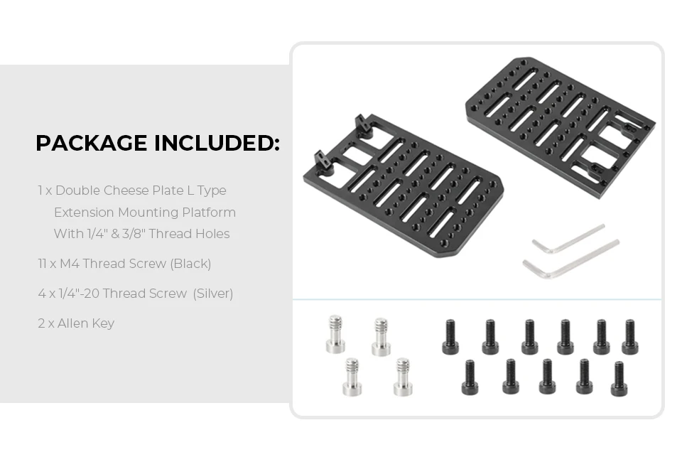 Double Cheese Plate L Type Extension Mounting Platform With 1/4" &3/8" Thread Ho