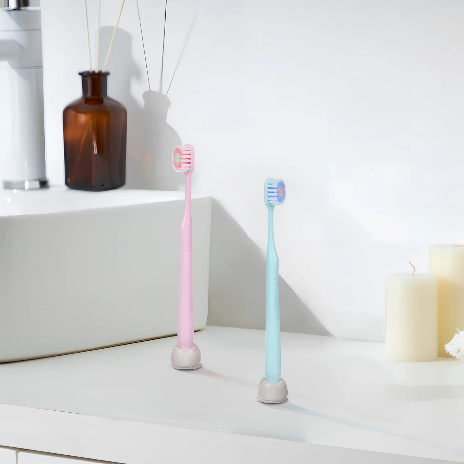 6 Pcs Suction Cup Toothbrush Holder Plastic Self Adhesive Holder Wall Shower Toothpaste Holders Bathroom Household Merchandises