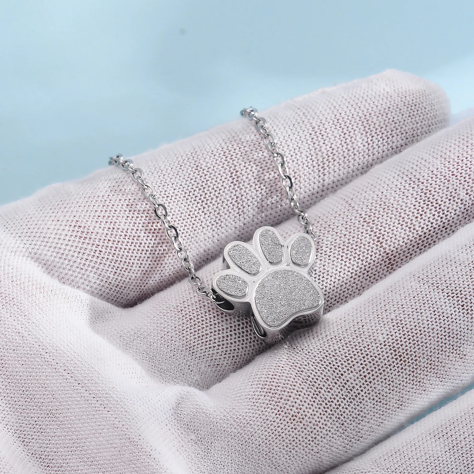 Edelstahl Haustier Pfote Urne Halskette für Asche Denkmal Andenken Urne Medaillon Einäscherung Schmuck für Hund Katze Drops hipping – Detail 8
