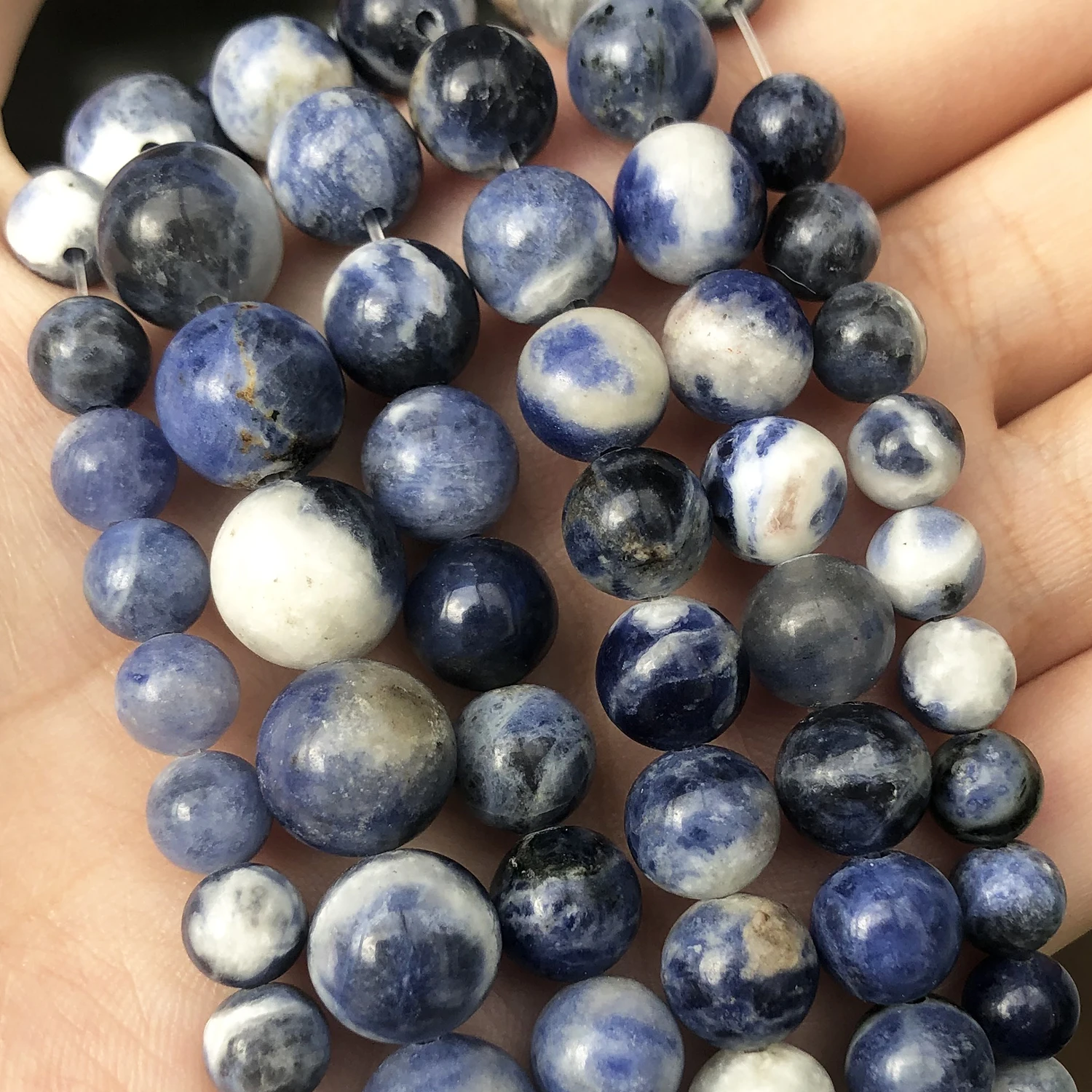 

Wholesale New Blue Sodalite Stone Beads Natural Loose Round Beads For DIY Necklace Bracelat Jewelry Making 15" 4 6 8 10 12mm