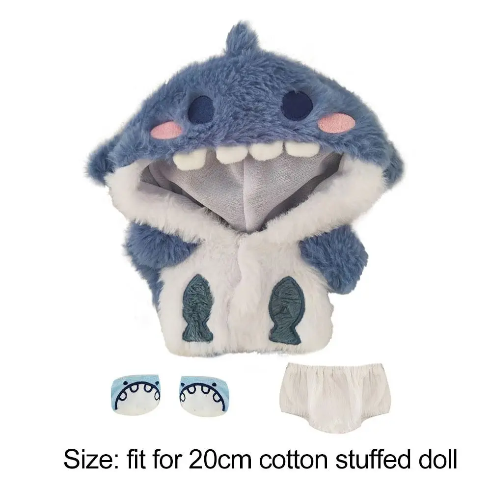 20cm Doll Clothes Doll Accessories Pink Blue Cartoon Shark Coat Changing Dressing Game Playing House Miniature Hoodies