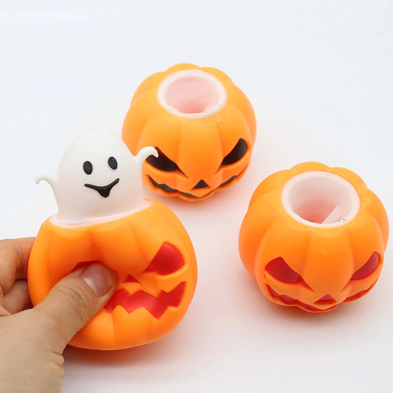 

Halloween Funny Pumpkin Ghost Decompression Toy Funny Pumpkin Head Pinch Squishy Vent Ball Toy Party Decoration Prop Kid Gift
