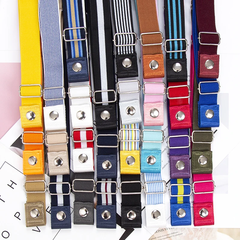 Elastic Belt Without Buckle Canvas Women Buckle Free Belt Ladies Jeans Pants Waist Lazy Belt Stretch No Buckle Invisible Belt