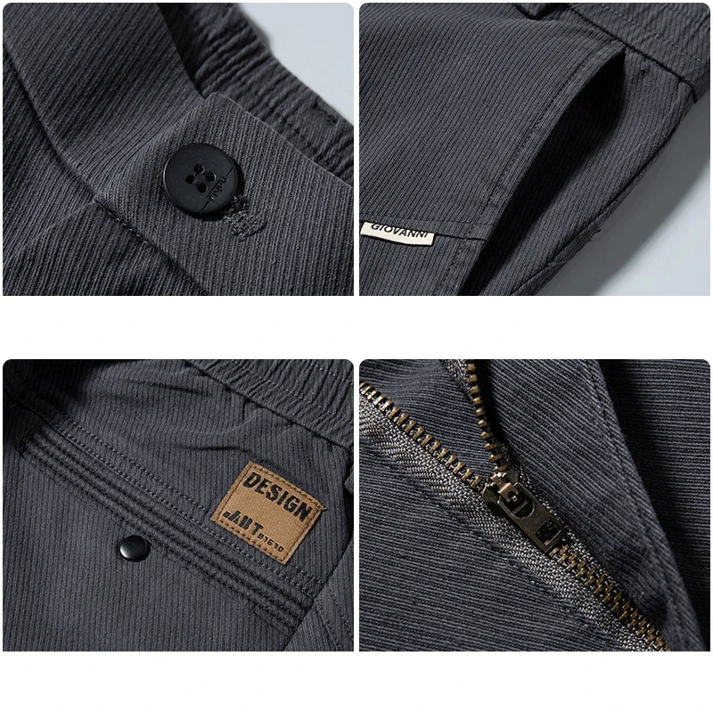 Autumn Men's Slim Casual Pants  Cotton Business Straight Twill Elastic Male Trousers Brand Fashion Korean Coffee Black Gray 5