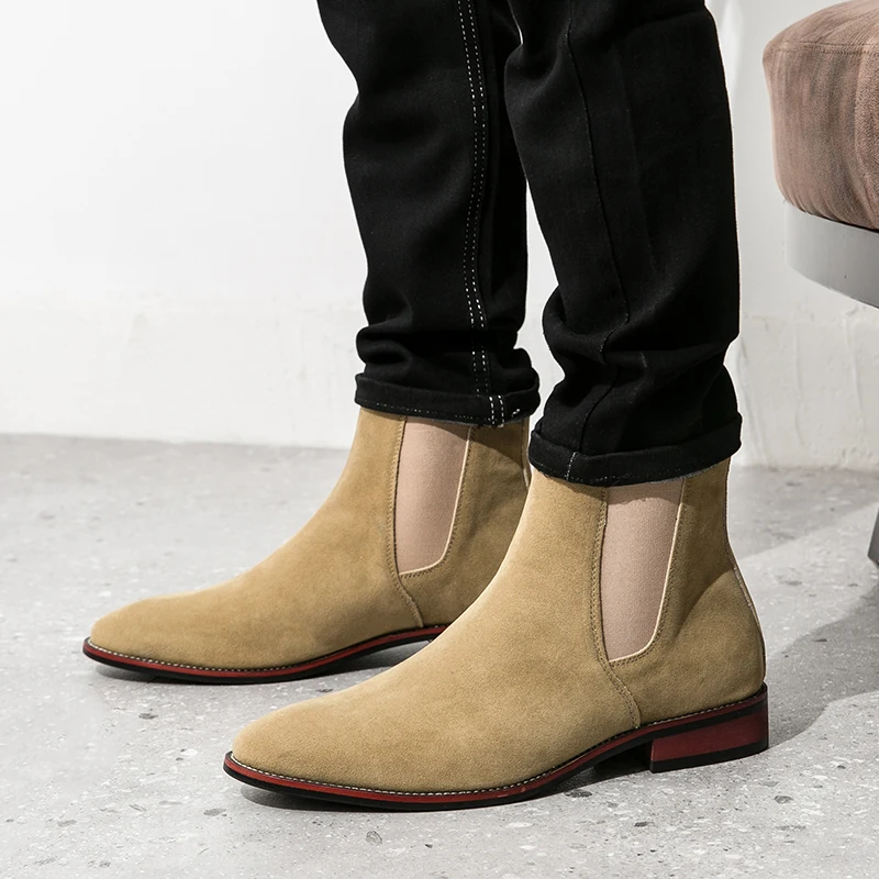 Men Ankle Boots Leather Men's Shoe Fashion high top Dress Wedding party ...
