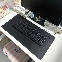 Large Waterproof Faux Leather Desk Mat - Non - Slip Solid Color Protector - 70x30 cm (Black)