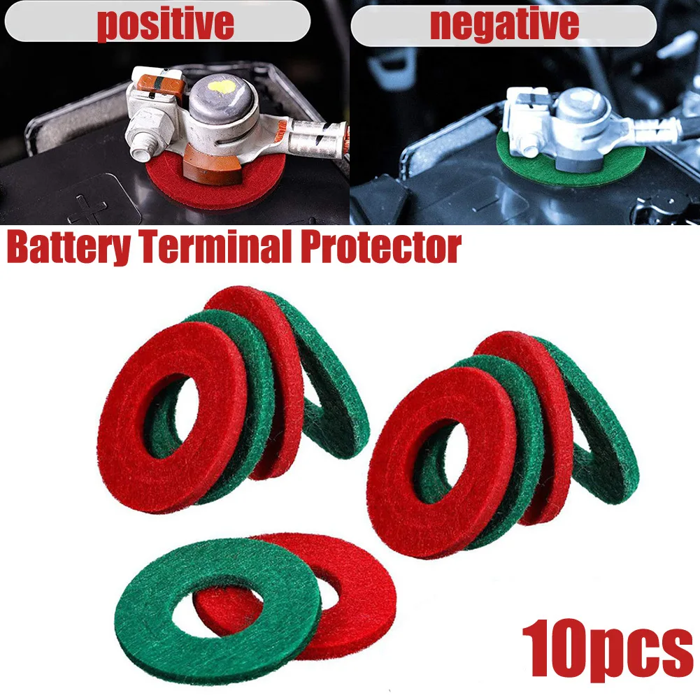Battery Terminal Protector Anti Corrosion Auto Car BC2127 Pad Gasket Red+Green Set Thick Felt Fiber Washer Ring Mat