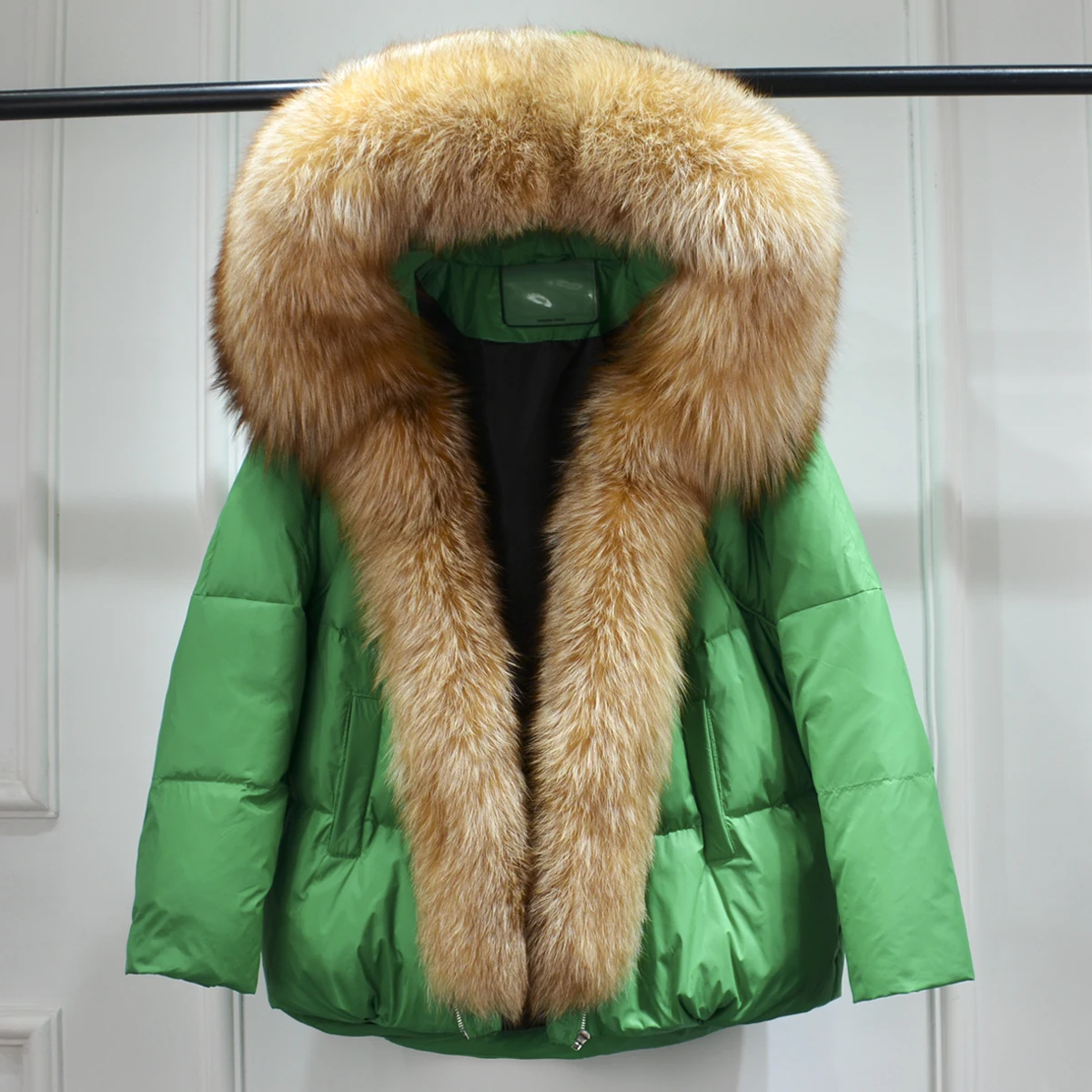 Sf04b36b154ce4491ab69398c35d68a76S New Winter Women Real Fox Fur Collar Thick Warm Puffer Coat Hooded Down Jacket Luxury Outwear Female Loose Parkas Mallzona