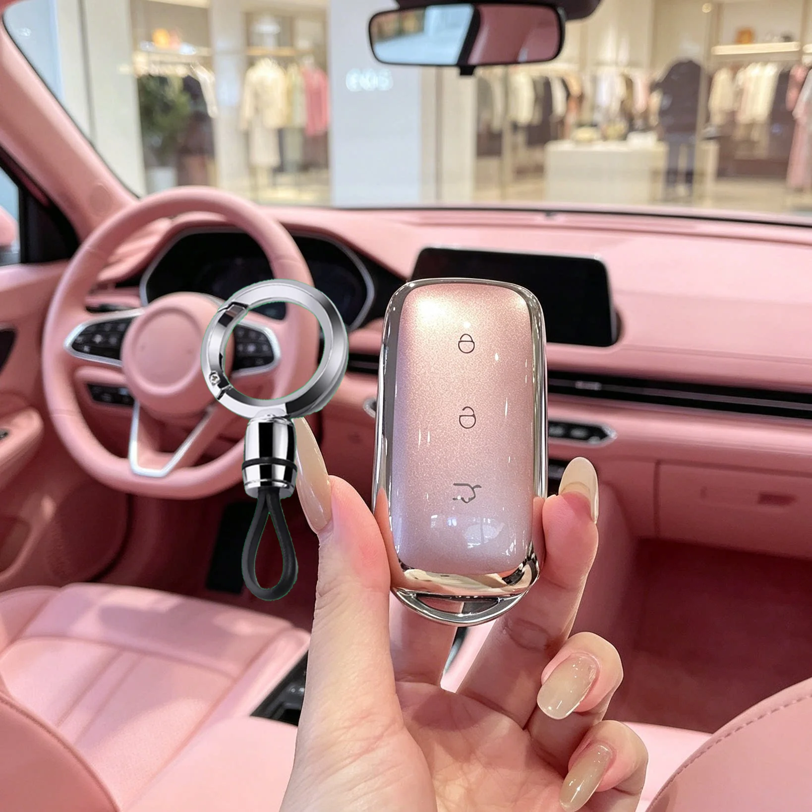 Shimmering Pink Car Key Protective Cover