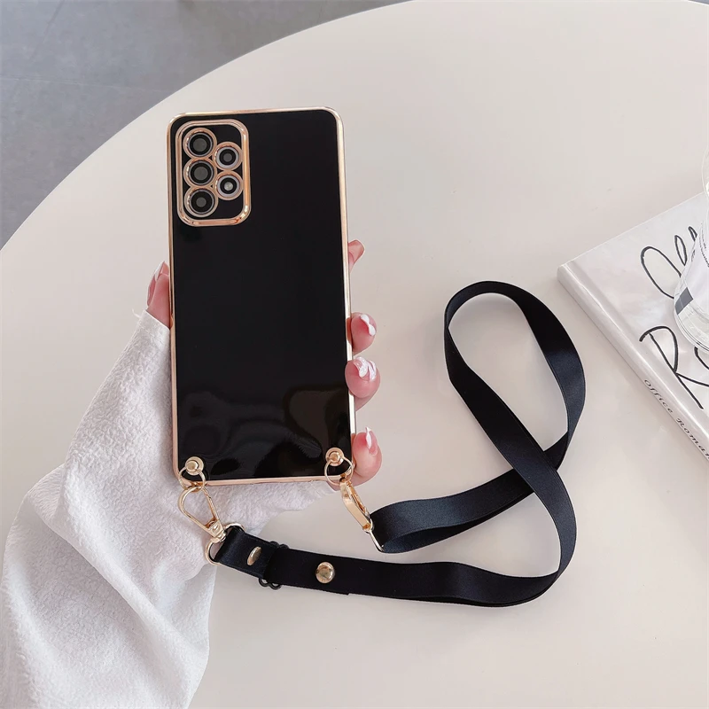 Sleek Crossbody Lanyard Case with Cord Plating Cover