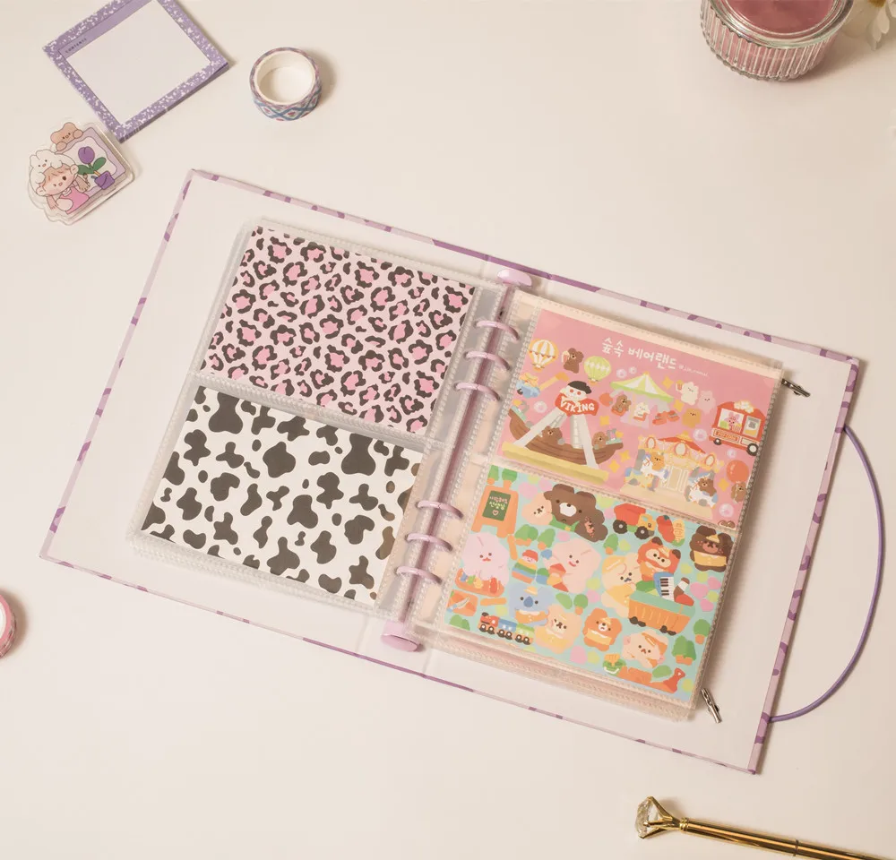 Album De Cartes Kpop Collection - Classeur A5 6 Anneaux Avec 30 Pages (4 Poches/Page), Classeur à Fermeture éclair, Pochettes Pour Cartes Photo Kpop