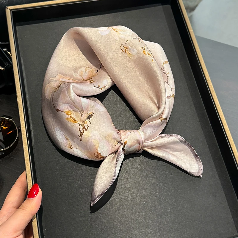 100% Silk Square Scarf for Women Real Mulberry Silk Hijab Scarves Lady Fashion Luxury Headband Shawl Wrap Kerchief Bandana