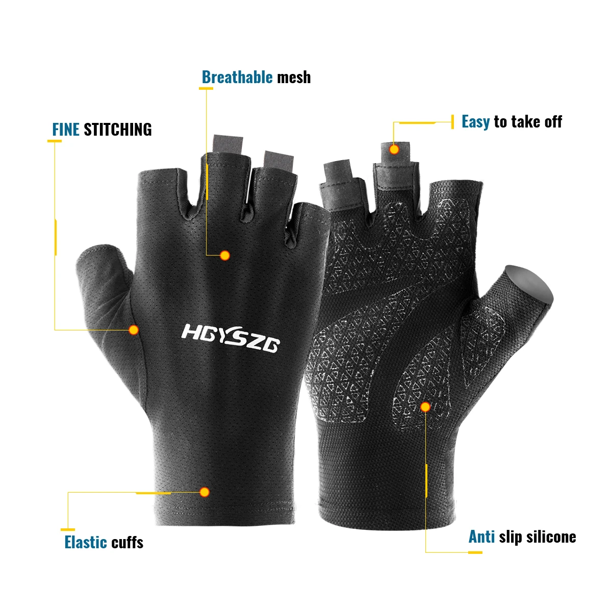 1Pair Outdoor Sports Breathable Stretch Fabric Silicone Non-slip Half Finger Gloves