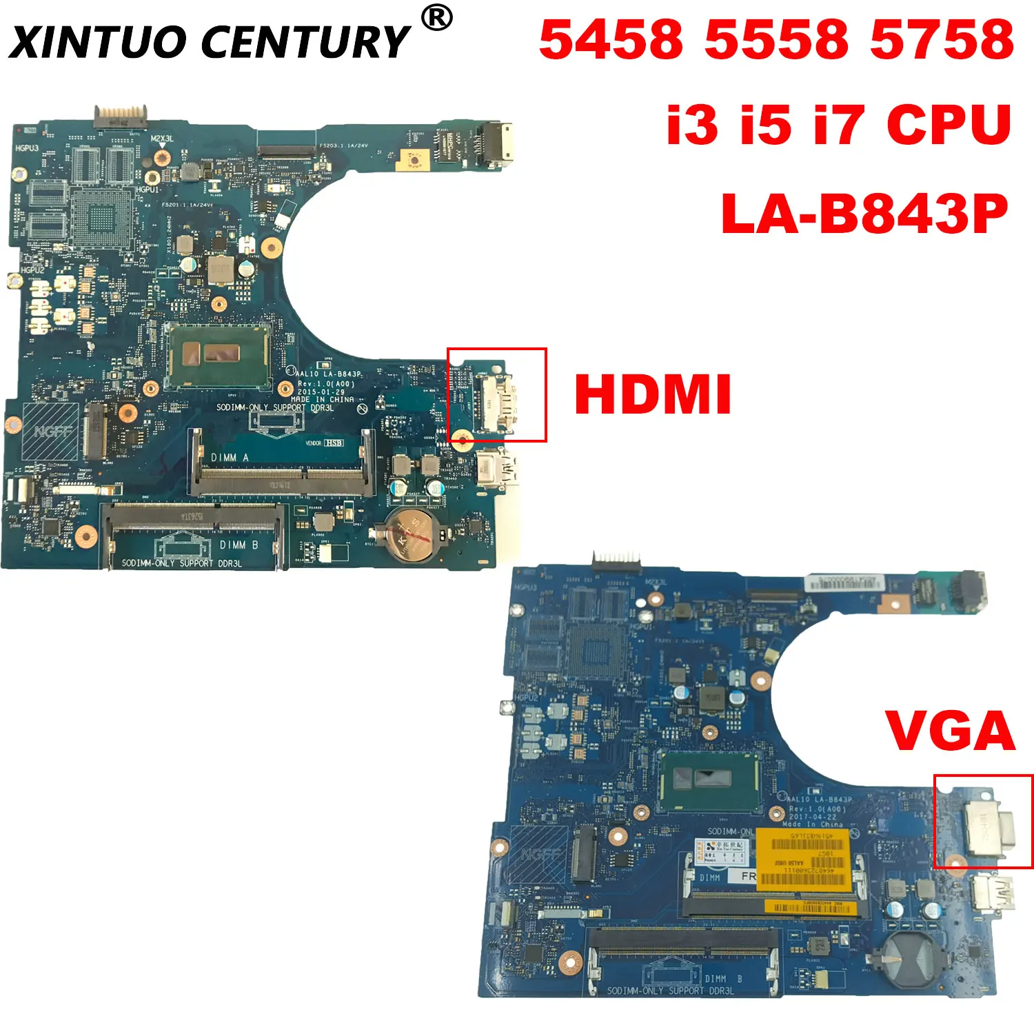 

LA-B843P материнская плата для ноутбука Dell Inspiron 5458 5558 5758 с процессором i3 i5 i7 DDR3, протестирована на работу