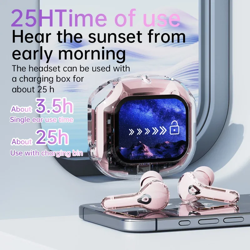 Écouteurs sans fil Bluetooth 5.4, réduction du bruit, stéréo, basses, micro HD, casque de jeu avec écran tactile LED - AliExpress