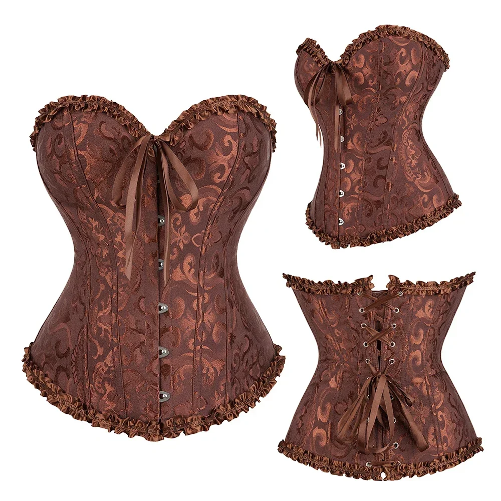 Description Picture 6 of itemCorsets Bustiers for Women Lace up Flower Print Corset Top Corselet Sexy Overbust Vintage Victorian Costume Plus Size Korsett