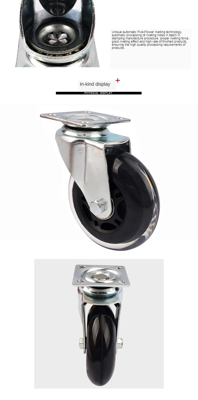 Description Picture 6 of item(5 Packs) Caster Manufacturer Recommends High Quality 3-inch Pu Universal Polyurethane Transparent Furniture Office