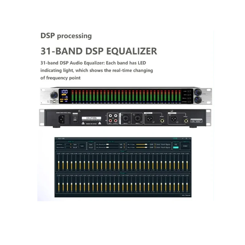 새로운 이퀄라이저 31 밴드 디지털 이퀄라이저 전문 DSP 효과 이퀄라이저 LED 스펙트럼 디스플레이 스피커 소음 감소 오디오