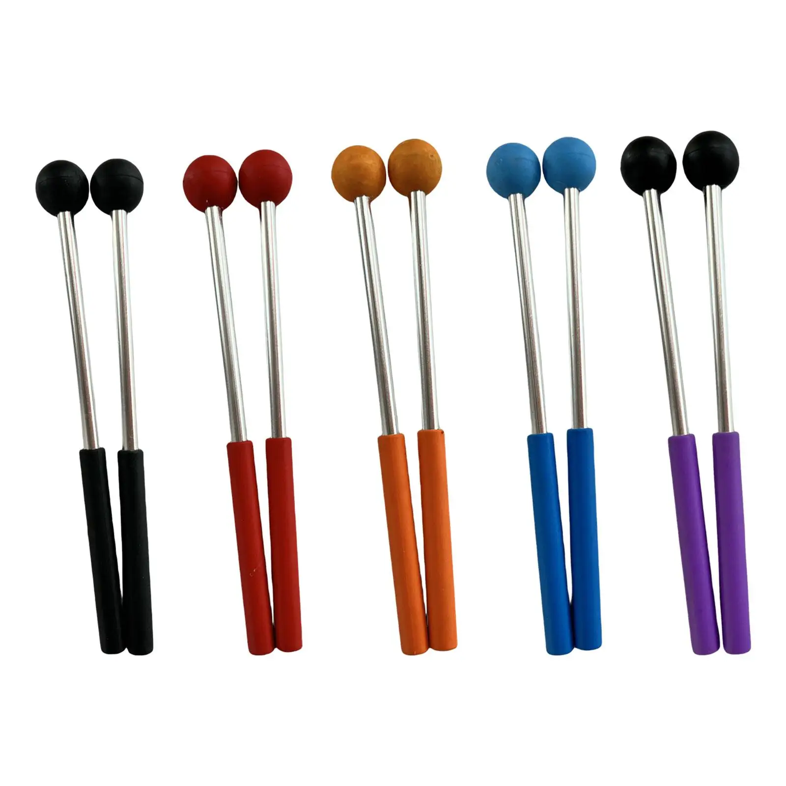 

2Pcs Percussion Drumsticks 8.6" Durable Rubber Head Metal Rod Drum Mallets for