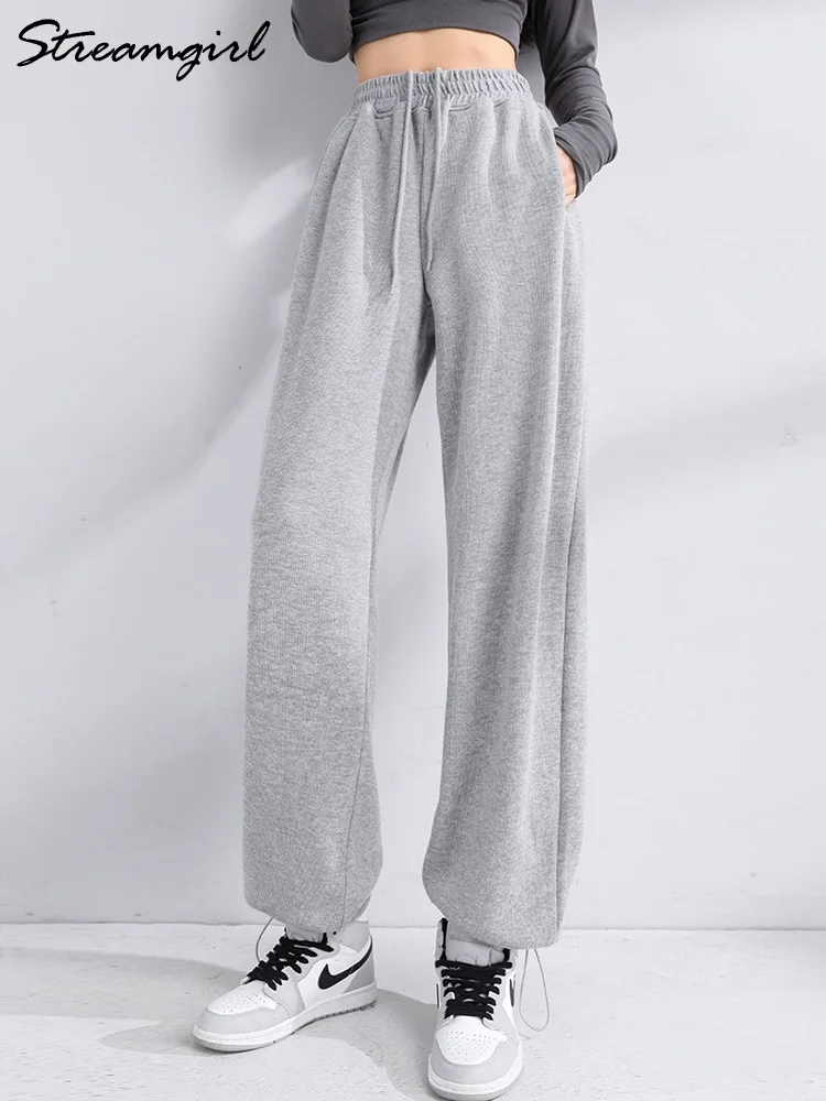 Casual Velvet Warm Winter Pants For Women Fleece Sweatpants