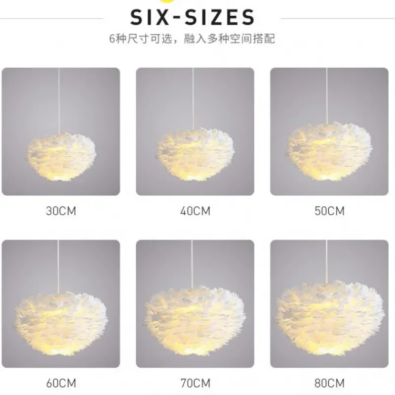 Nordic Feather Chandelier Pendant Lights Pendant Lamp Chandelier Lighting Modern LED Pendant Lamp Hanging Light for Living Room Bedroom Home Decor Creative Suspension Lustre